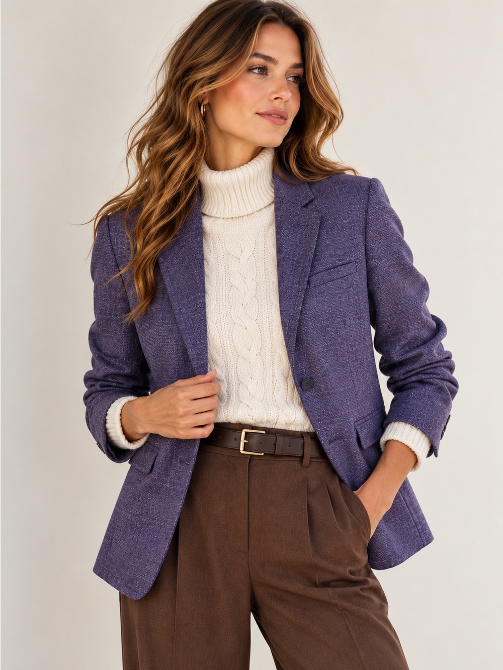 Banana Republic Size 4 Purple Wool Blend Blazer Tailored Career Quiet Luxury